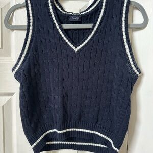 Brandy Melville Navy Cable Knit Sweater Vest